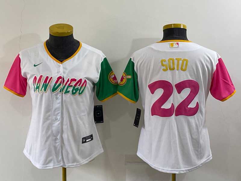 Women's San Diego Padres #22 Juan Soto White 2022 City Connect Cool Base Stitched Jersey,We sell and wholesale Women's San Diego Padres #22 Juan Soto White 2022 City Connect Cool Base Stitched Jersey on line form chian!